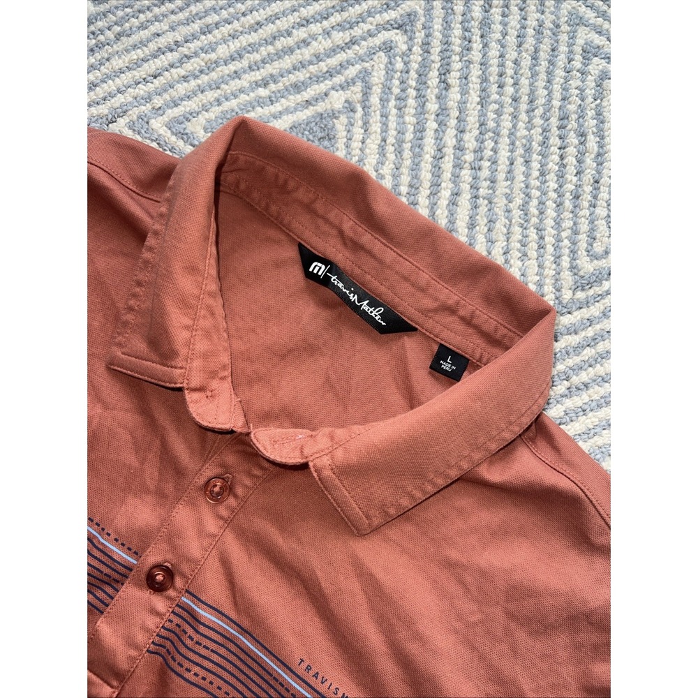 Travis Mathew Stripe Polo - Orange  - Large‎
